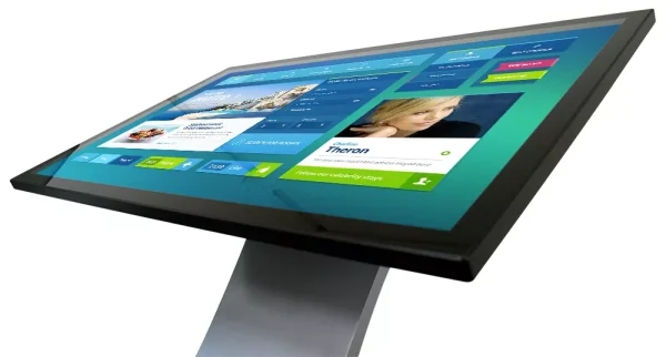 Touch screen tablet mounted on a stand 2