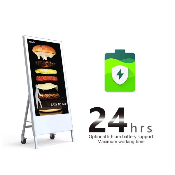 Keewin High Brightness LCD moveable battery powered display