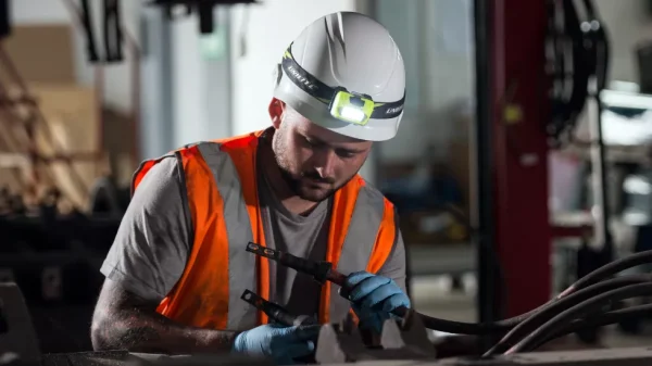 PS-HDL6R Head Torch on hard hat